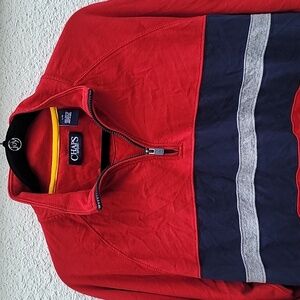 CHAPS sz L zip up pullover long sleeve sweater polo